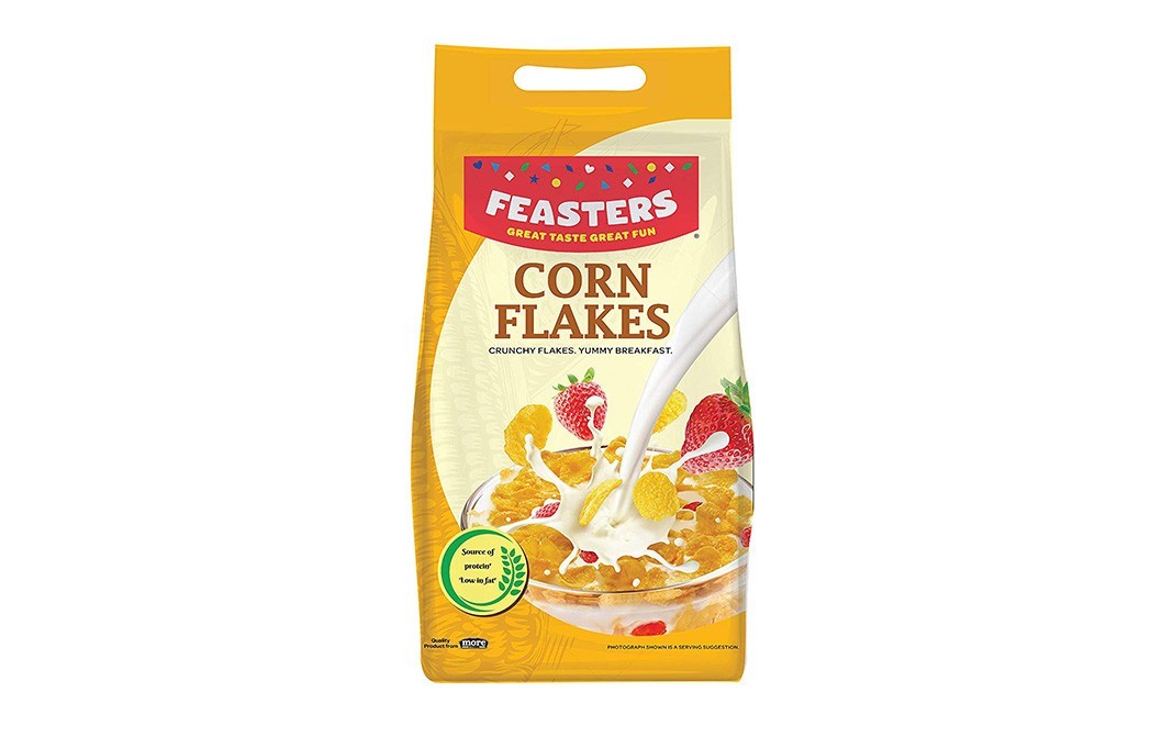 Feasters Corn Flakes Crunchy Flakes, Yummy Breakfast   Pouch  500 grams